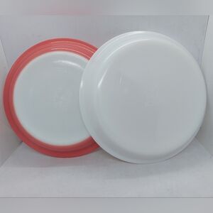 PYREX Flamingo Pink Pie #909 Serving Plate Dish 9" And White #209